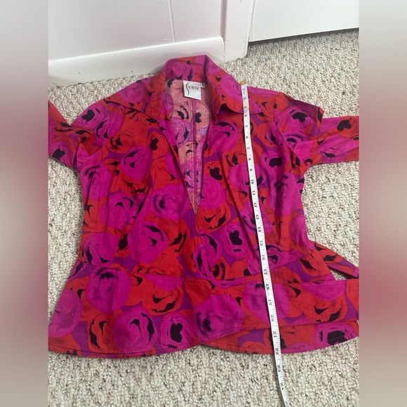 Finley Pink Long Sleeve Wrap Blouse with Tie Front size S - Picture 6 of 9